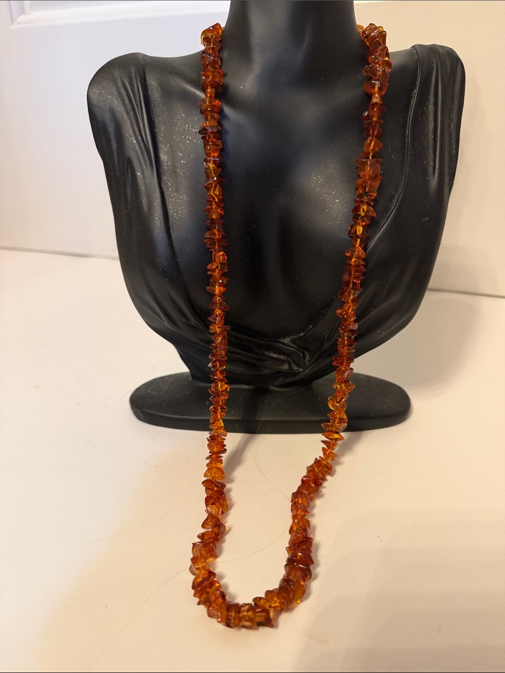 NECKLACE AMBER CHIPS HONEY GOLD RUSTIC NATURAL BALTIC 28”
